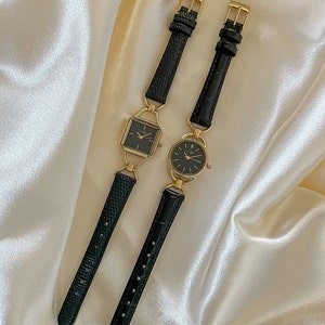 Women's Leather Watches Small Round, Minimal Wristwatch, Stylish Retro Timepiece image 6
