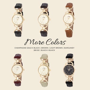 Women's Leather Watches Small Round, Minimal Wristwatch, Stylish Retro Timepiece image 7
