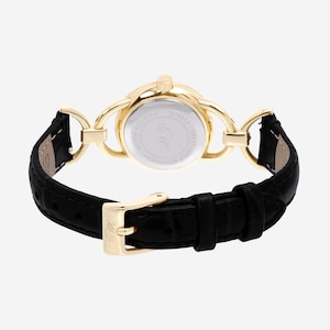 Vintage Style Round Face Gold Watch for Women Small Face, Leather Strap Wristwatch image 4