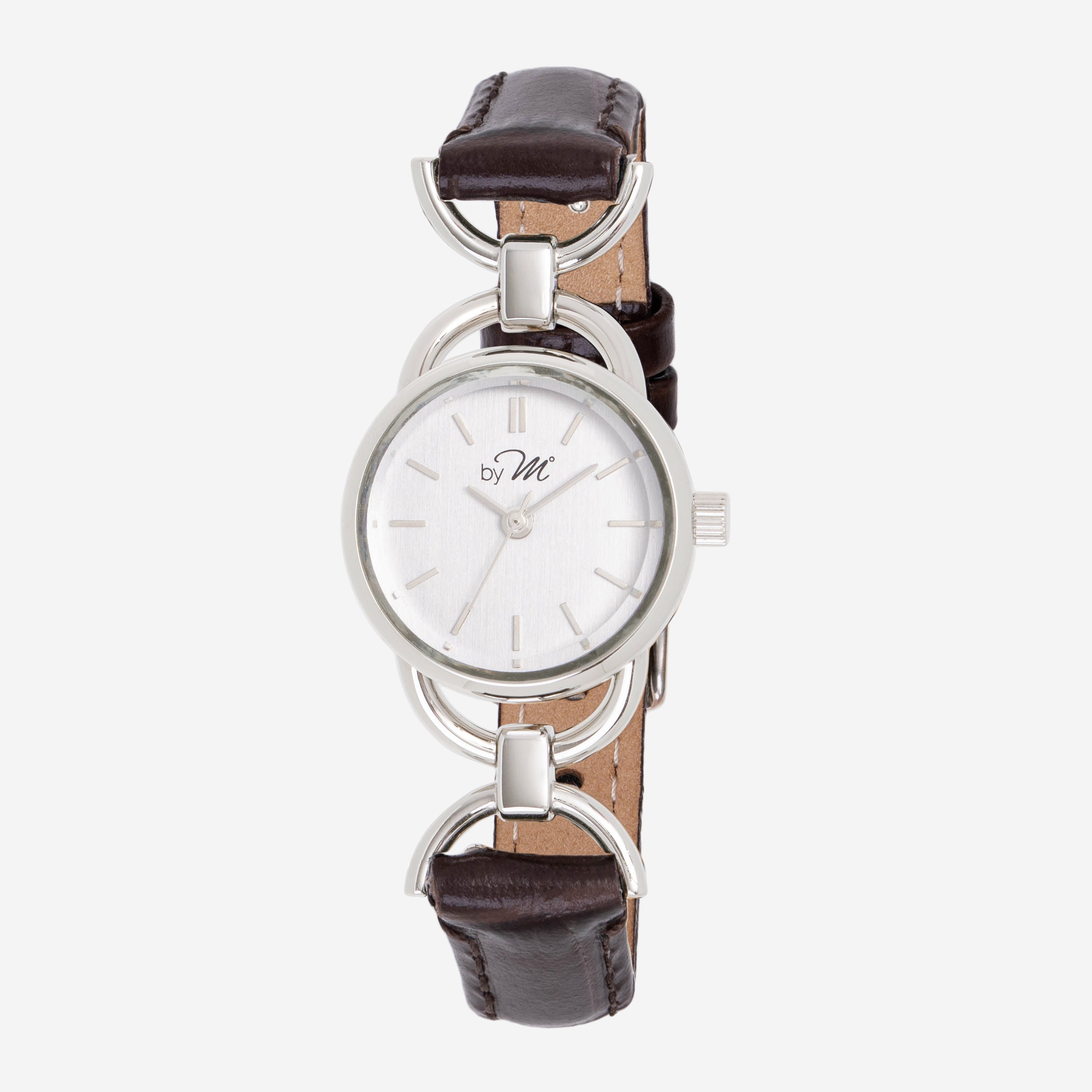 Women\'s Brown Leather Strap Watch with Silver-Tone Case BOSS - Leather-strap watch with brushed silver-white dial  main image 2