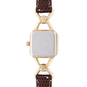 Square Vintage Style Gold Watch for Women Brown Leather Strap, Ladies' Elegant Timepiece image 8