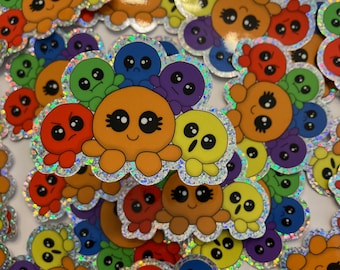 Oktopus Sticker: Wasserflaschen Aufkleber, Laptop Aufkleber, Holo-Aufkleber