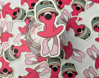 Pegatina de vinilo de flamenco kawaii: sombrero de pato, impermeable para portátil