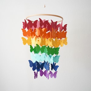 WE’VE MOVED → Visit LittleSkyWonders |  Butterflies baby mobile | Rainbow colors baby mobile | Baby shower gift | Nursery butterfly decor