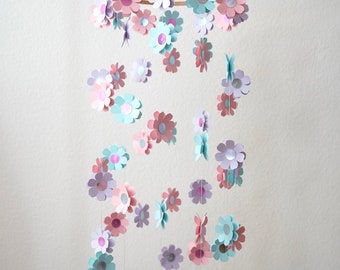 Flowers baby mobile | Pastel colors baby mobile | Baby shower gift | Nursery flower decor | Many flowers mobile