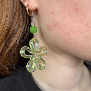 Groovy Flower Power Iridescent Earrings - Fun and Funky Flower Jewelry