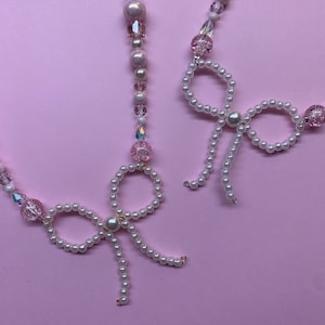 Coquette Bead Bow Necklaces and Bead Bow Earring Set