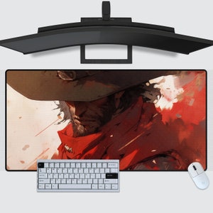 Overwatch Mousepads, Cassidy, McCree, laptop desk mat, gift-for Gamers, Unique Anime Decor, gaming, High Resolution, Anime, OW