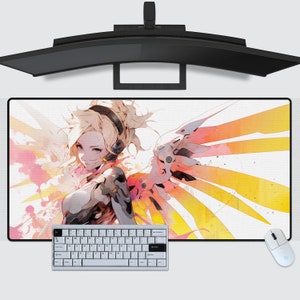 Overwatch Mousepads, Mercy, laptop desk mat, gift-for Gamers, Unique Anime Decor, gaming, High Resolution, Anime, OW