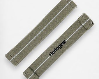 HorloFLEX (Twill Khaki / White) Elastic Watch Strap Band for Omega X Swatch Speedmaster MoonSwatch Moonwatch