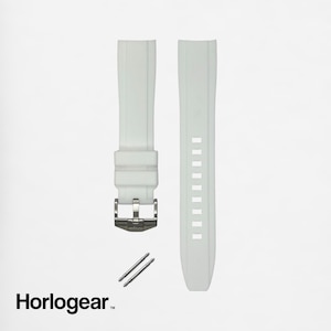 HORLOGEAR (Lucent White) Luxury Rubber Watch Strap Band for Swatch MoonSwatch Omega Speedmaster Moonwatch SILVER BUCKLE