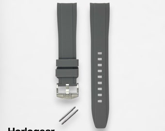 HORLOGEAR (Flint Gray) Luxury Rubber Watch Strap Band for Swatch MoonSwatch Omega Speedmaster Moonwatch SILVER BUCKLE