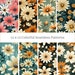 Daisy Retro Digital Floral Seamless Repeat Pattern Background Printable ...