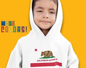 Sudadera con capucha para niños pequeños de la República de California / Oso de California para niños / Sudadera con capucha para bebé con bandera patriótica de EE. UU. / Sudadera con capucha para bebé / Amor por California / Regalo para niños