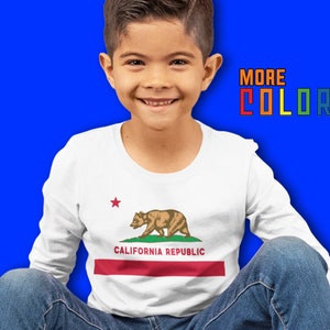 California Republic Kids Long Sleeve Shirt | USA Patriotic Flag Kid | Kids Youth Shirt | California Love | Kids Gift