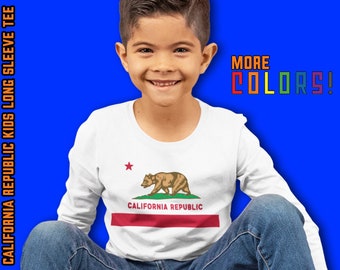 California Republic Kids Long Sleeve Shirt | USA Patriotic Flag Kid | Kids Youth Shirt | California Love | Kids Gift