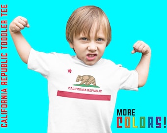 Chemise pour tout-petits de la République de Californie | Chemise pour enfants drapeau patriotique des États-Unis | Chemise d’été pour bébé | Amour californien | Cadeau enfant