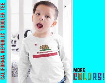 California Republic Toddler Long Sleeve Shirt | USA Patriotic Flag Baby Shirt | Kids Summer Shirt | California Love | Kid Gift