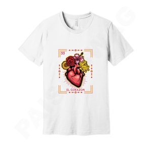 Camicia El Corazon Loteria / T-shirt a cuore messicano / Donna mamma papà regalo latino