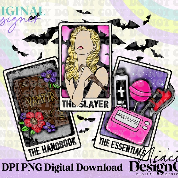 Buffy Tarot PNG, 90er Jahre Halloween Digital, Halloween PNG