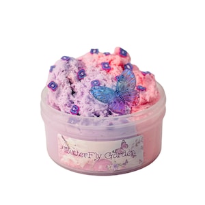 Butterfly Garden poderia slime duas cores nuvem slime fofo algodão doce slime cheiro doce slime cheiro presente slime para iniciante slime