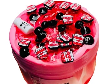 Strawberry Milk Boba slime for boba drink lover slime gift for foodie slime pink boba DIY slime milk slime glossy slime clear slime