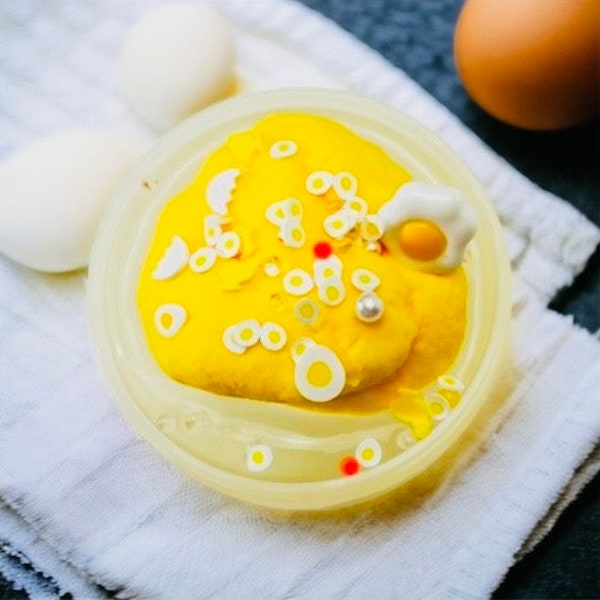 Sunny Egg Surprise icee slime mix with clear slime fluffy slime for birthday slime for slime lover slime for party slime gift for kid slime