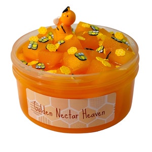Golden Nectar Heaven foam cube slime honey scent slime gift for honey lover slime party slime for relaxing slime for ASMR sound slime clear