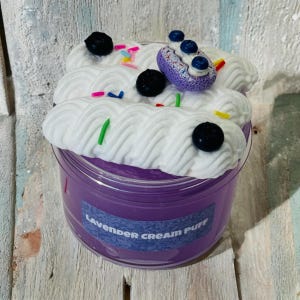 Lavendel crème bladerdeeg DIY slijm gelei slijm paars slijm pluizig slijm boter slijm voor verjaardag slijm cadeau voor kind slime shop Australië slime