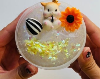 Sunflower Wonderland beads bomb slime crunchy slime clear slime cute charms slime ASMR sound slime for bubble pops slime gift slime