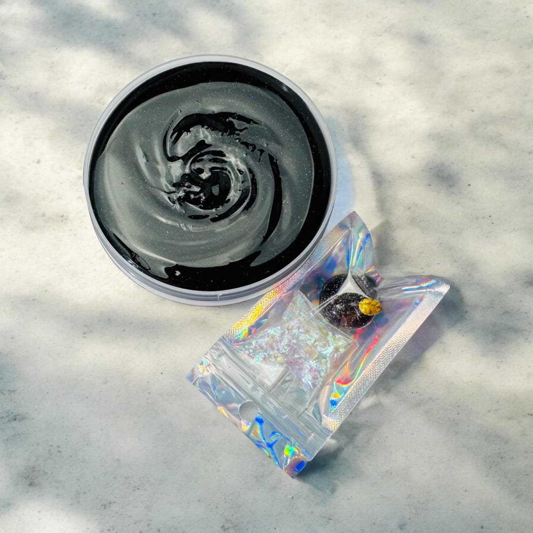 Black Clear Slime With Black Shimmer Apply Charm Slime for Bubble Pops ...