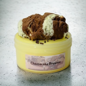Cheesecake brownie DIY slijm cadeau voor verjaardag slijm voor kind slijm voor feest slijm glanzend slijm pluizig slijm voor fijnproever slijm shop slime