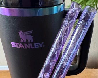 12” 40oz Lilac purple-glitter straw set