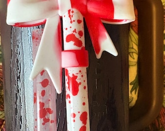 Rietjes en toppers met Halloween-bloedspatmotief