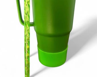 Fluorescent/Neon lime GREEN tumbler BOOT & matching straw SET
