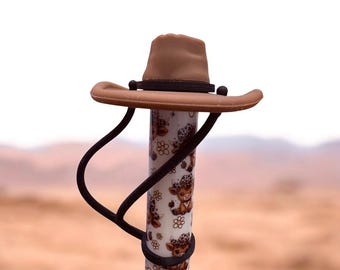 10mm Cowboy/Cowgirl HAT fat Straw Toppers-Hot pink/Tan/Black-Lainey tumbler