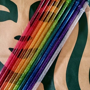 11&quot; hard plastic glitter straws in standard width