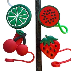 8mm Straw topper-FRUiT toppers for standard straws-Strawberry/Lime/Watermelon/Cherries