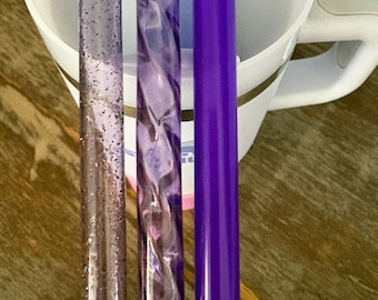 12” 10 mm “FAT” LILA Strohhalme! Swirl Glasoptik-Grapw Solid-LiLAC Glitzer-Wähle deinen Trinkhalm