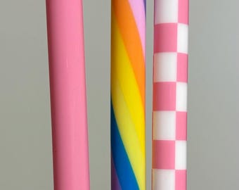 Rosa Regenbogen gestreifte Sommer Strohhalme-Pick 9 "oder 12"" (10 mm-Fat style)