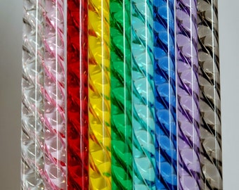 Glass “look” swirly-shiny plastic straws-Pick length!