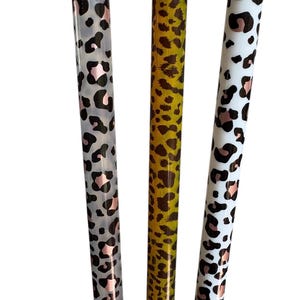 Canudos de plástico com estampa de animais - 12” Zebra/Girafa/Leopardo/Chita