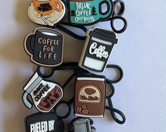 Coffee themed straws toppers-10mm