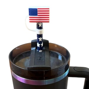 USA-4th of July/Independance Day-RED/WHiTE/Blue-Stars and Stripes-Patriotic-3D American Flag 10mm Straw Topper-Printed Plastic Straws-PiCK!