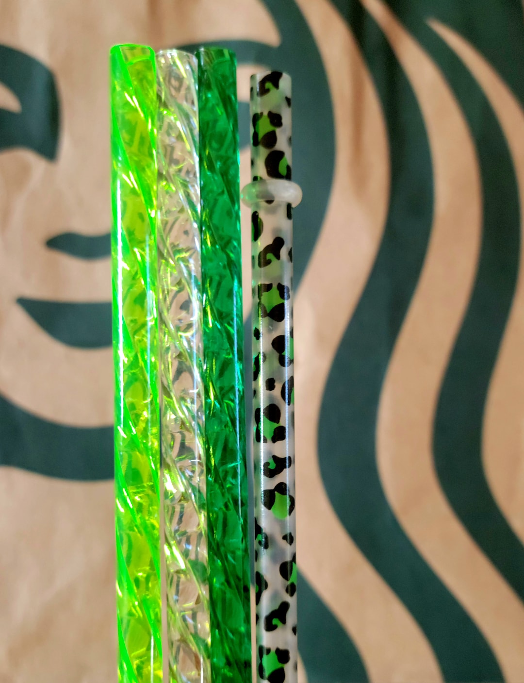 Fluorescent Neon Slime Glow Green Black Cheetah Animal Print Clear