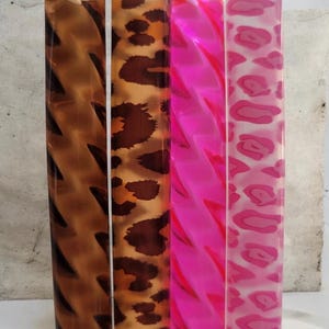 4-10.25" 20/24oz tumbler straw set-BROWN/PiNK Leopard/cheetah print-Glass look shiny pack