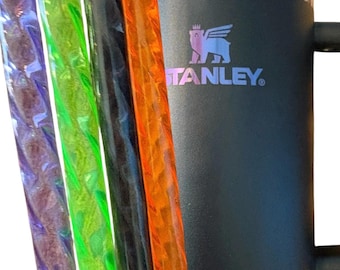 12” 40oz straw set-glass “look” swirly-shiny straws-Halloween colorway