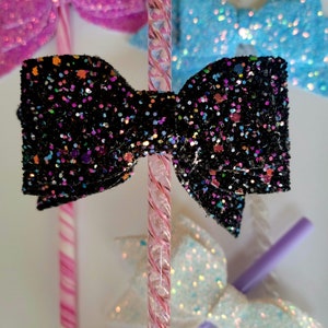 Oversized Sparkly Glitter BOW Straw Topper- Ribbon/Coquette gift set