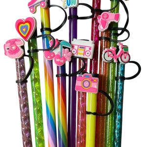 10 mm Strohhalm-Topper im Regenbogen-Retro-Design