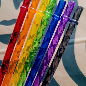 7-11&quot; 24/30/35oz Glass “Look” shiny plastic straws-Variety pack